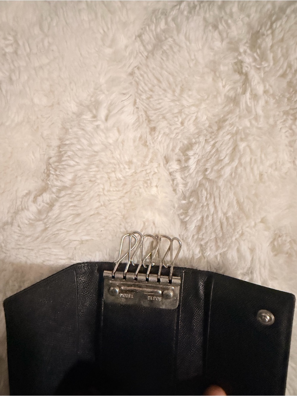 Prada Black Nylon Card & Key Holder with Silver Triangle Logo - Picture 4 of 4